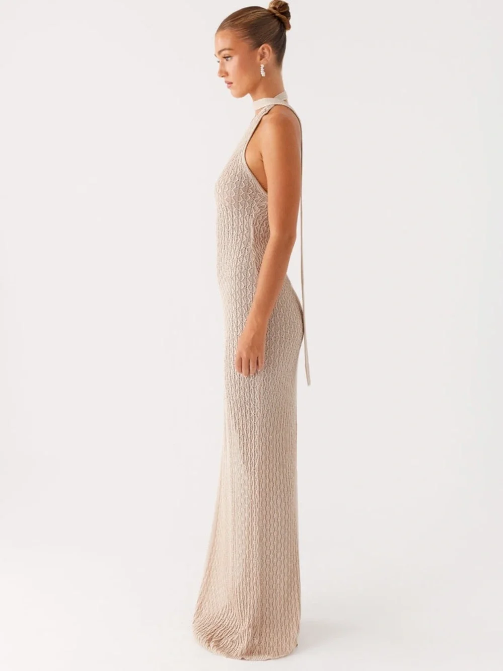 NWT Peppermayo Carryn Knit Maxi Dress S/M Beige Euro Summer Resort It Girl Beach